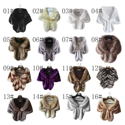 Elegant High-grade Bridal Wedding Luxury Fur Long Shawl Stole Wrap Shrug Scarf