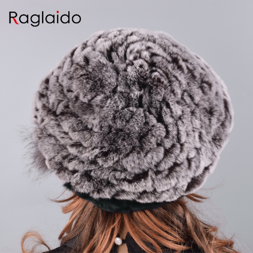 Berets Caps Women Rabbit Fur Hat Causal Warm Knitted Caps Outdoor Volume Hats