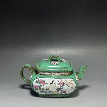vintage chinese yixing purple clay teapot zisha ceremony carving Collectible art