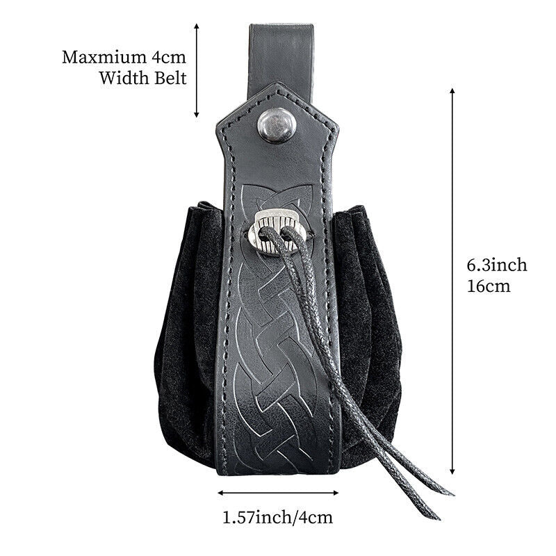 Faux Leather Suede Fabric Vintage Waist Bag Hanging Belt Coin Purse Medieval Cos
