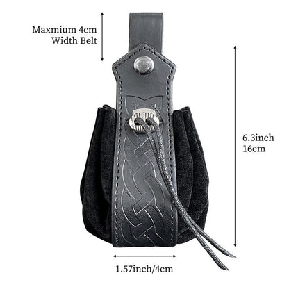 Faux Leather Suede Fabric Vintage Waist Bag Hanging Belt Coin Purse Medieval Cos
