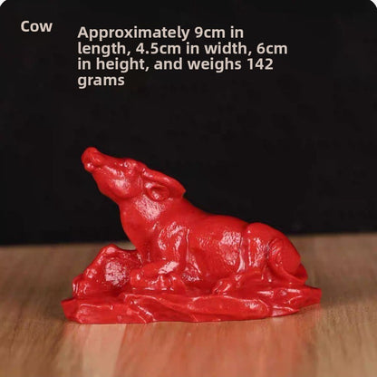 1Pc Cinnabar Handcarved Twelve Chinese Zodiac Tea Pet Amulet Home Decoration
