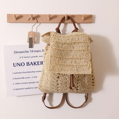 New Hollow Straw Shoulder Bag Women's Summer Backpack Vacation Beach Bag