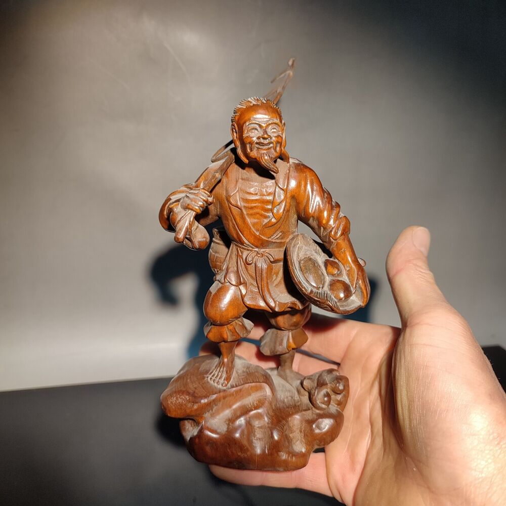 happy fisherman fisher farmer statue figures home decor boxwood carving carved