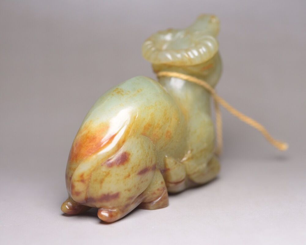 Chinese Antique Hetian Jade Carving Sculpture Cattle Statue Figurine Collection