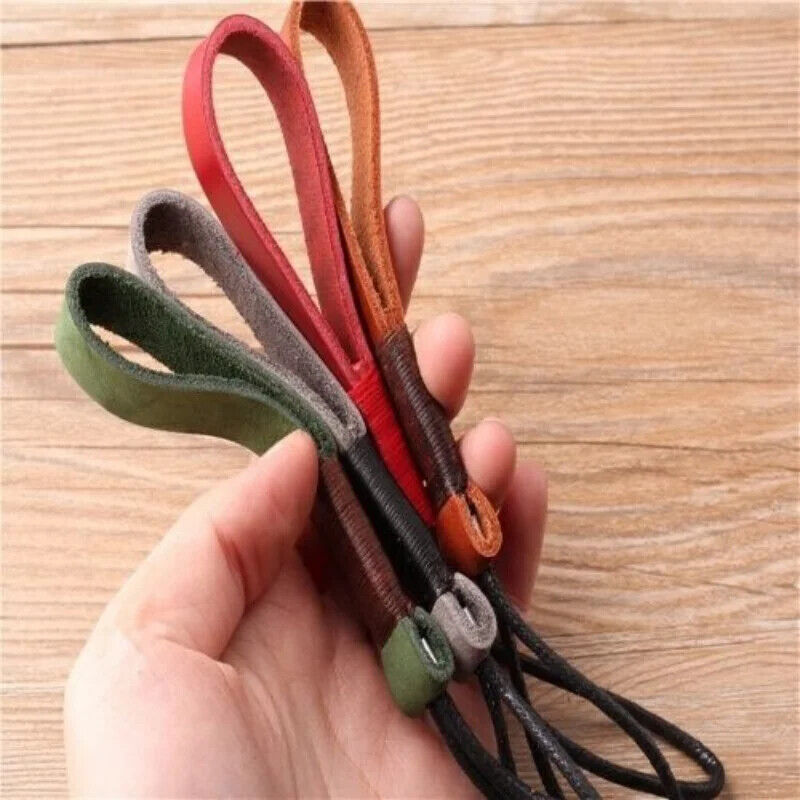 Keychains Genuine Cowhide Leather Lanyard Weave Car Keyring Cover Accessory 10cm
