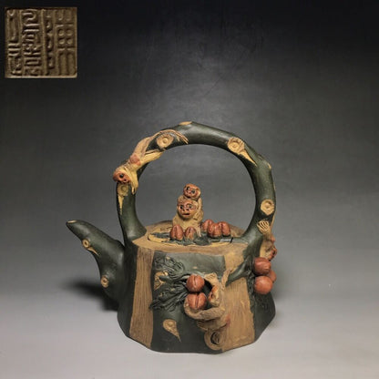 Chinese Yixing Zisha Clay Handmade Exquisite Teapot （五代封侯 底款：陈鸣远）