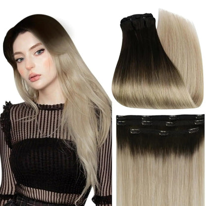 Full Shine 50 Grams 100% Real Clip Remy Human Hair Extensions Full Head Thick