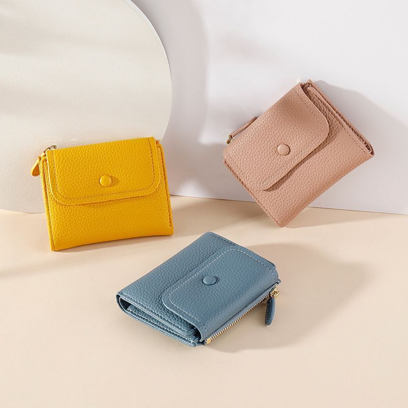 Small Synthetic Leather Wallet Coin Purse Pocket Yellow Wallet Bag 11.5*9*2.7 cm