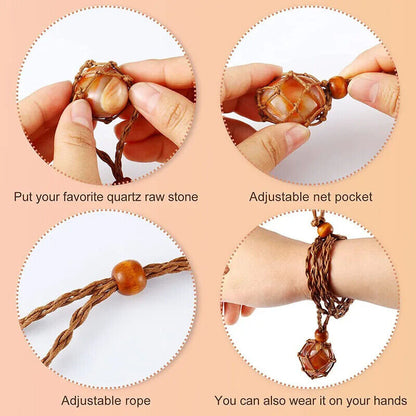Fashion Bracelet Healing Crystal Netted Holder Quartz Ornament Meditation Amulet