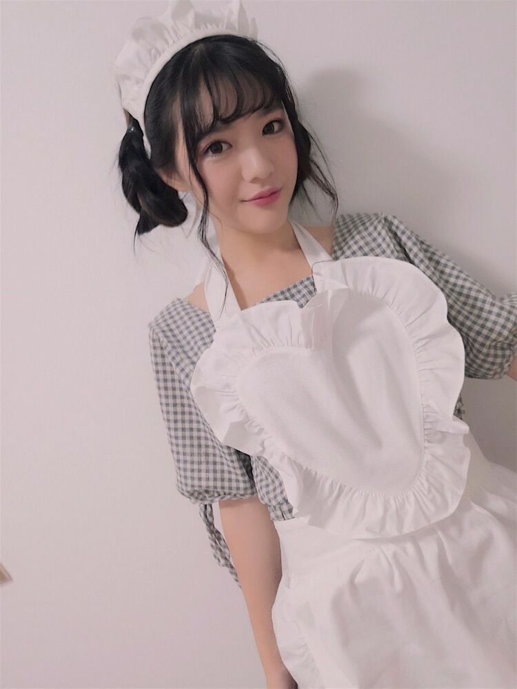 Women Plain White Aprons 57x49/66cm Cotton Ruffle Waitress Cosplay Work Wear Bib