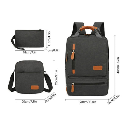 3pcs Backpack Set Women Men Laptop Backpack Shoulder Bag Travel School Business