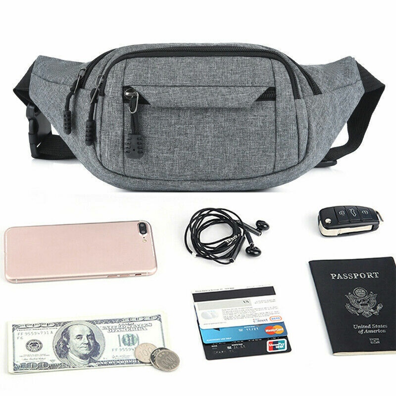 Waist Bag pack Purse Casual Large Phone Belt Bag Pouch Canvas Travel Bags