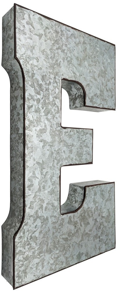 Huge 20" Metal Letter Hanging Wall Décor, Galvanized Metal with Rusted Edges