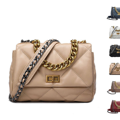 Mini Quilted Sheepskin Leather Small Flap Purse Shoulder Bag Tote Clutch Chains