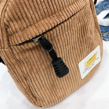 Women Canvas Shoulder Bag Corduroy Cloth Bag crossbody Bags Zipper Purse Girl