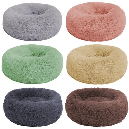 Cat Pet Beds Plush Round Kennel Dog Beddings Winter Warm Soft Mat Supply 40-50cm