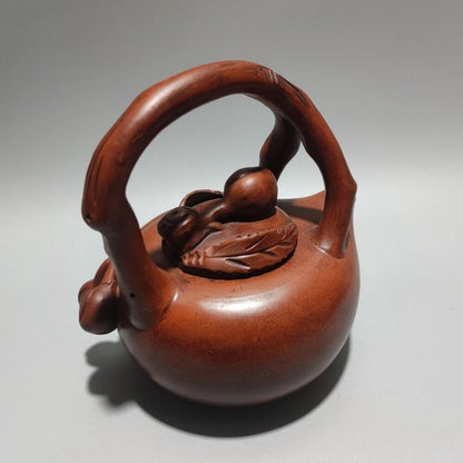 Vintage Chinese Yixing Purple Clay Teapot Zisha Ceremony Carving Collectible Art
