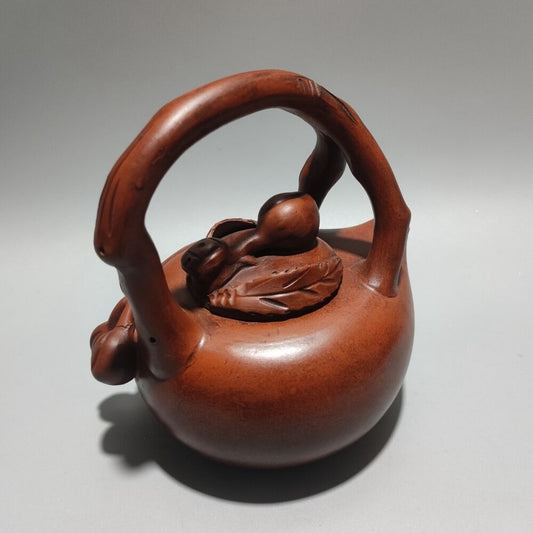Vintage Chinese Yixing Purple Clay Teapot Zisha Ceremony Carving Collectible Art