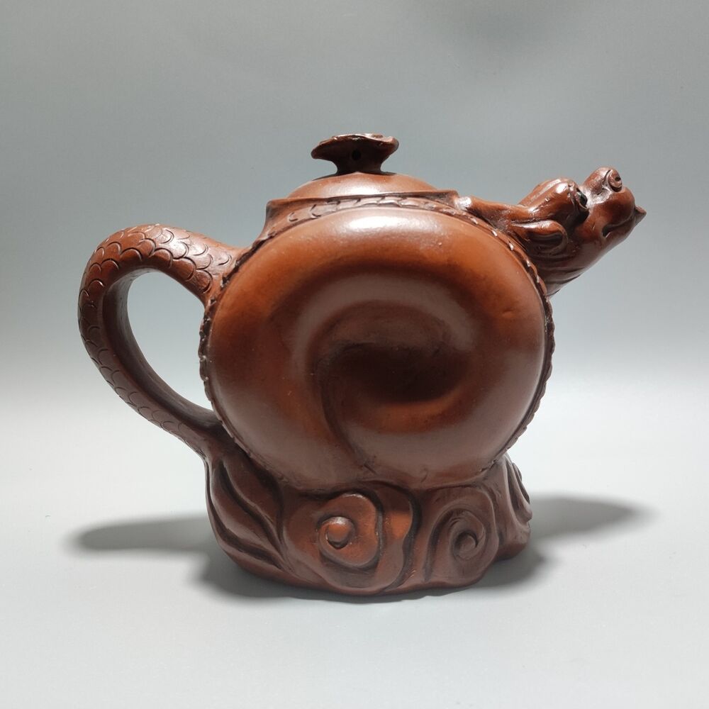 Vintage Chinese Yixing Purple Clay Teapot Zisha Ceremony Carving Collectible Art