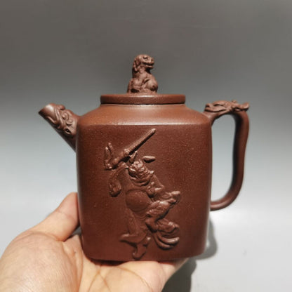 Vintage Chinese Yixing Purple Clay Teapot Zisha Ceramic Carving Collectible Rare