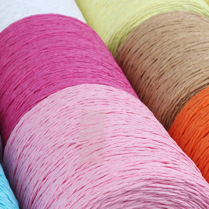 Hand Knitting Yarns 280-300M Natural Raffia Straw Colorful Crochet Threads Rolls