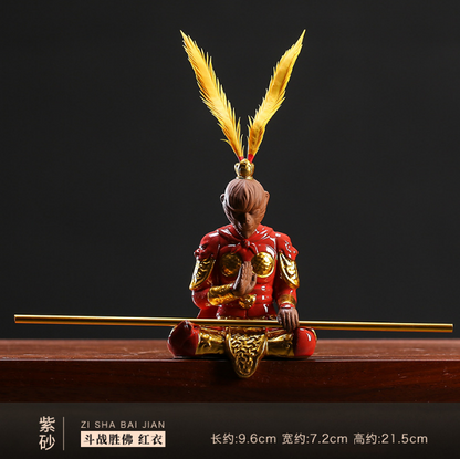 Monkey king statue creative home table decoration on sales yixing zisha tea pet