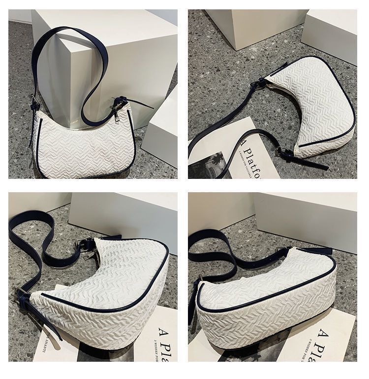 Synthetic Leather Handbags Zipper Small Shoulder Bag Casual fold Tote Half-Moon
