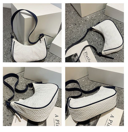 Synthetic Leather Handbags Zipper Small Shoulder Bag Casual fold Tote Half-Moon