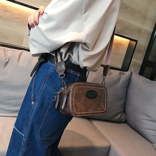 Vintage Printing Wide Strap Crossbody Bags Women Lady Shoulder Bag