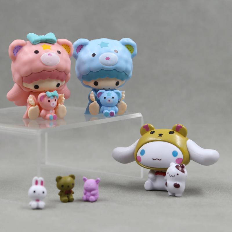 7pcs My Melody Hello Kitty Figures Kuromi Cinnamoroll Cake Toppers PVC Doll Toy