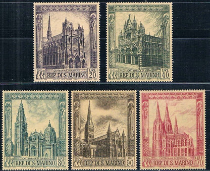 San Marino Post Stamp 1967 World Famous Cathedral Sculpture Complete Set 5 Piece