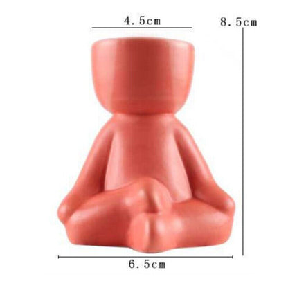 Creative Ceramic Humanoid Statue FlowerPot Succulent Plant Vase Tabletop Planter