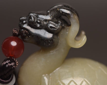 Chinese Natural Hotan Jade Carved Exquisite Dragon Turtle Statue Collection Art