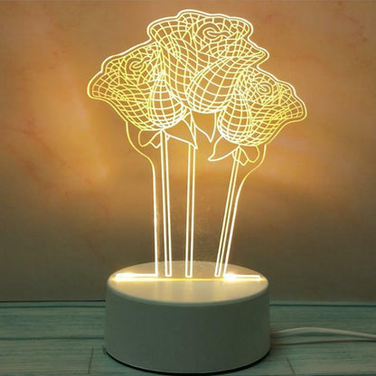 3D LED Night Light USB Chrome Small Table Lamp Hearts Novel Illusion Lamp Girl