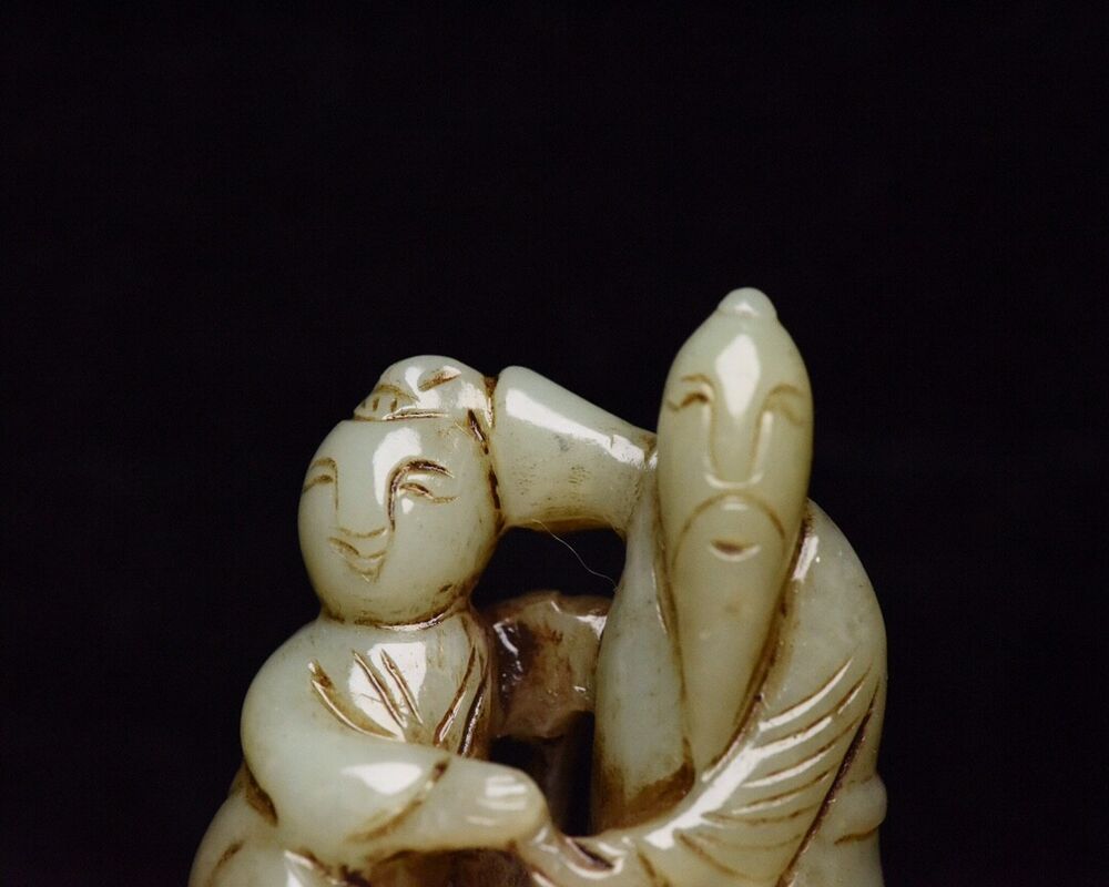 Chinese Natural Hetian Jade Carving Figure Story Statue Figurine Collections Art