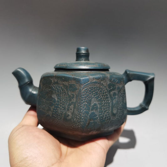 Chinese Yixing Zisha Clay Handmade Exquisite Kung Fu Tea Set Teapot （六方壶 底款：周桂珍）
