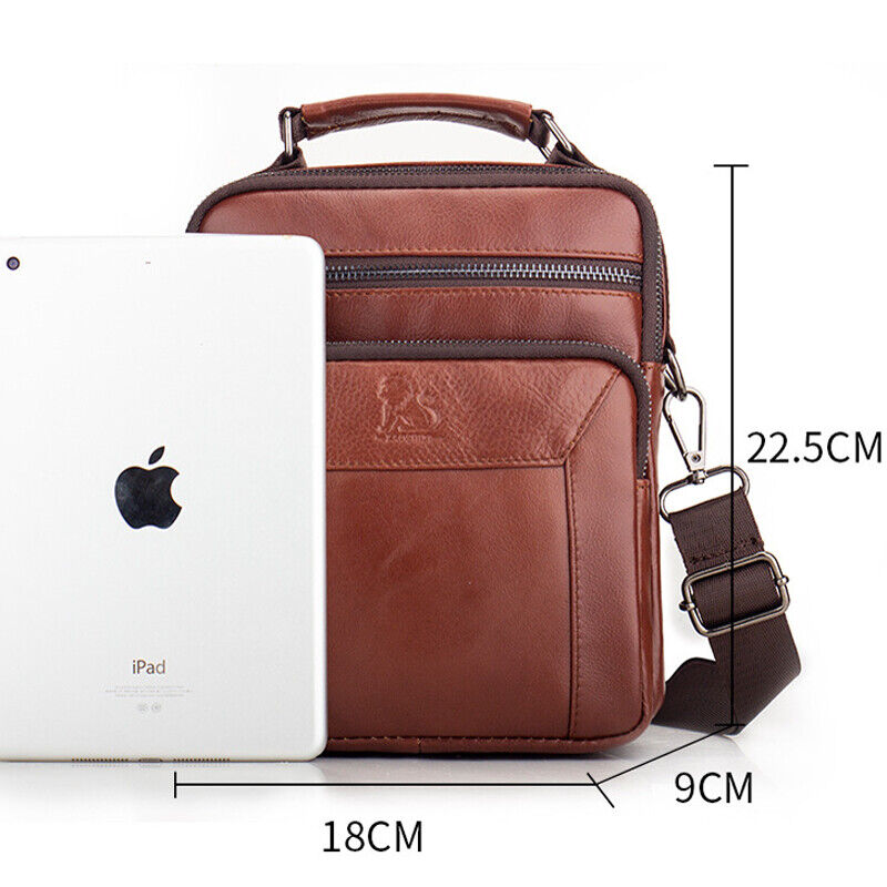 100% Genuine Leather Men's Sling Shoulder Bag Messenger Bag 8" Handbag Crossbody