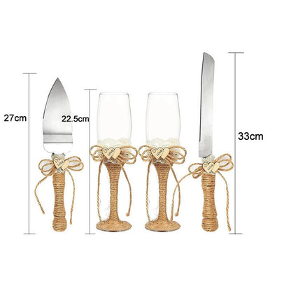 Cake Knives 2-4Pcs Champagne Glass Wedding Ceremony Supplies Shovels Flutes Cups