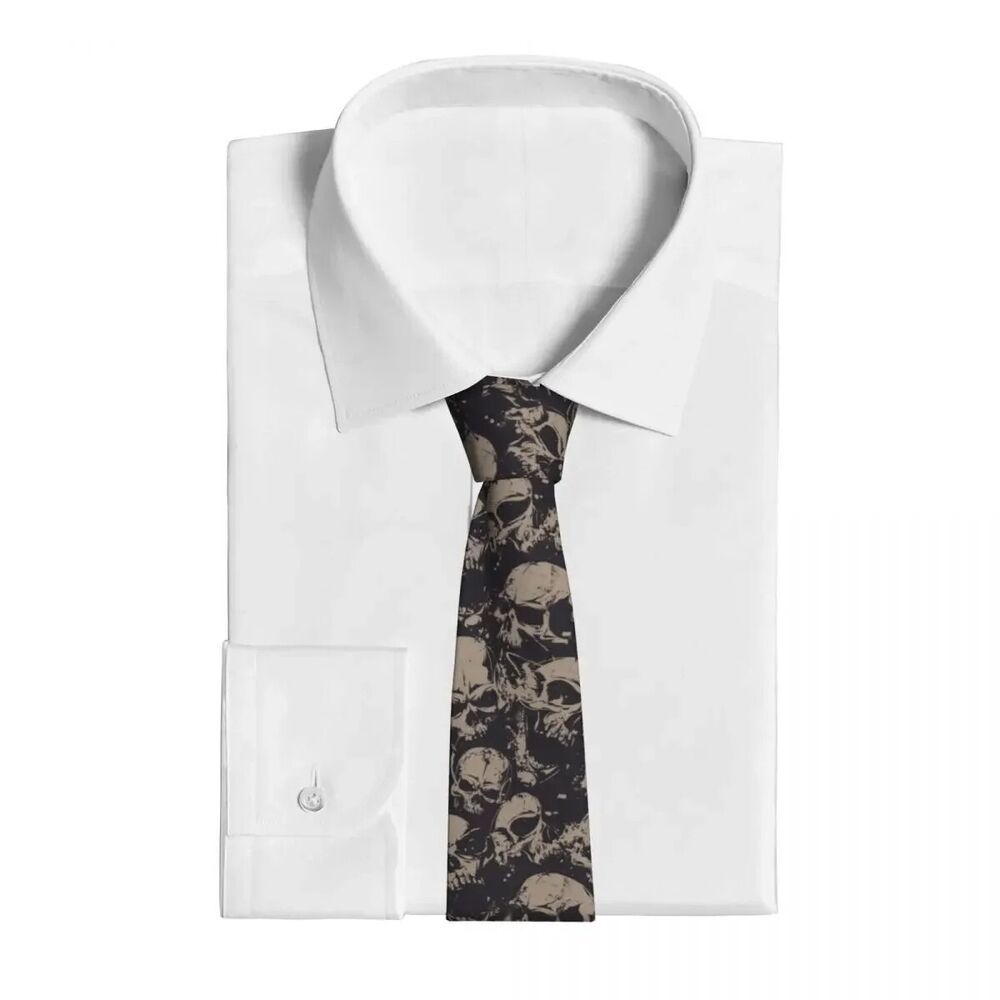 Men Neckties 8cm Polyester Grunge Pattern Skulls Rock Fashion Classic Suits Ties