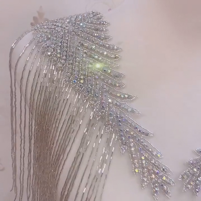 Rhinestone Patches 2-5Pcs Crystal Beaded Iron On Bridal Wedding Dress Decoration