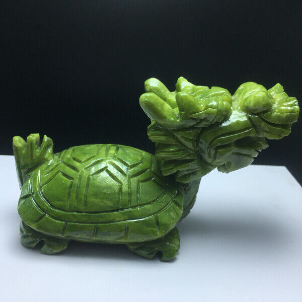 360g Natural Crystal .south jade. Hand-carved.Exquisite dragon turtle statues79