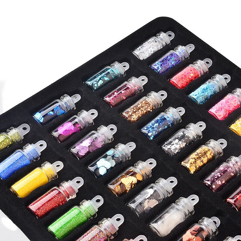 Nail Art Sequins 48 Bottles Set Glitter Powder Manicure Decor Tip Polish Sticker