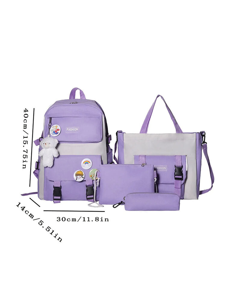 3PCS Children's Teen School Bag Four-piece Bag, Handbag Student Backpack