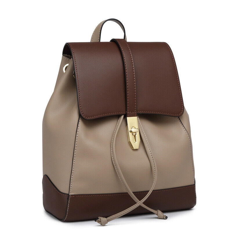 100% Genuine Leather Women's Drawstring Backpack Travel Bag Vintage Rucksack Bag