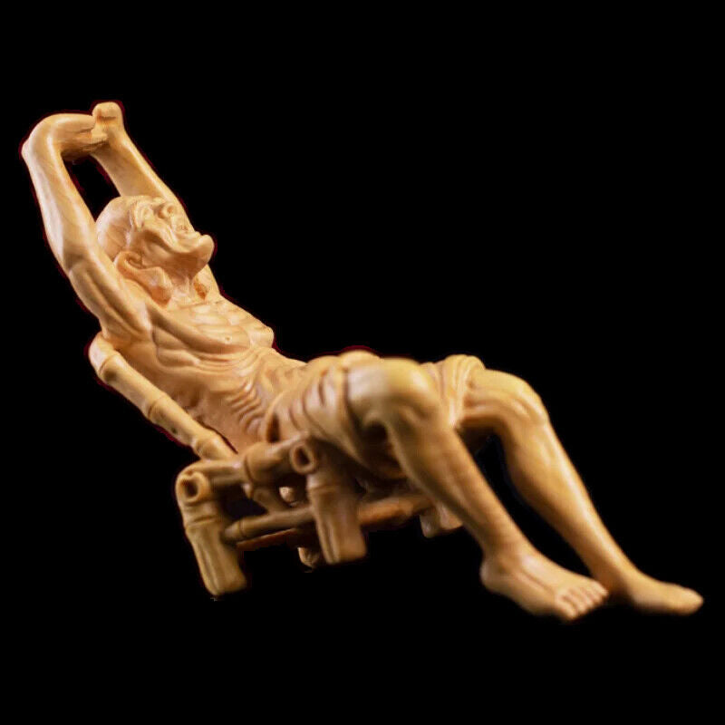 Boxwood 14cm Elder Lohan Solid Wood Statue FengShui CHINA Buddha Feng Shui Home