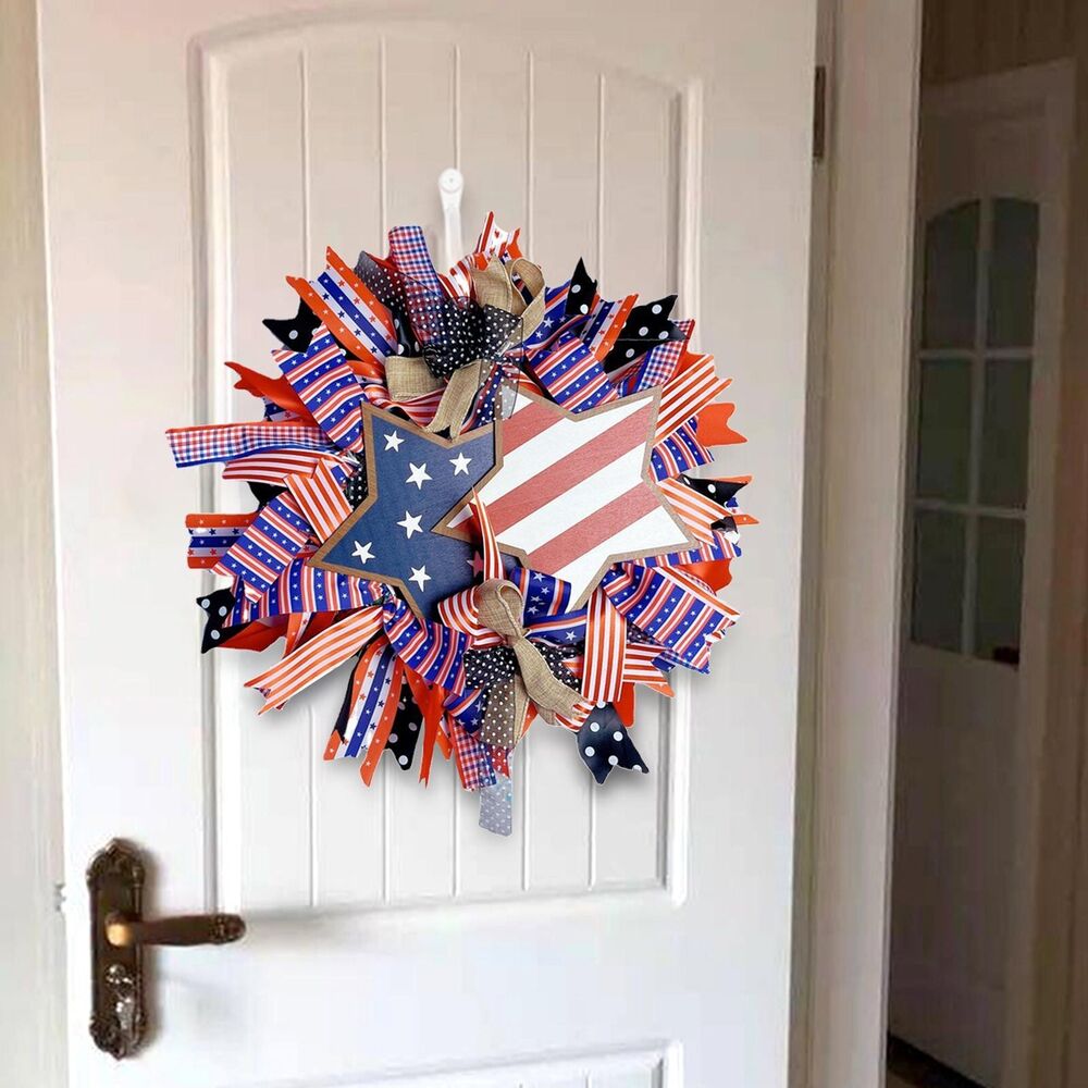 Fourth Of July Door Wreath Decorative Large Hanging For Outside Porch Wall Decor