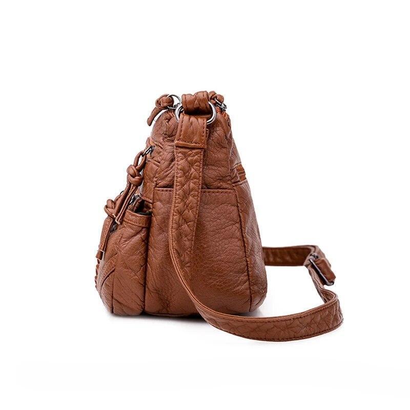 Crossbody Bag for Women Leather Handbag Mini Shoulder Bag Purses Brown