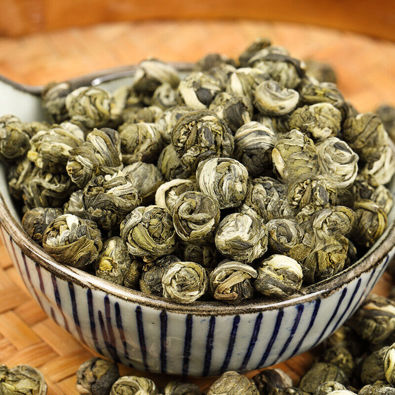 China Long Zhu Special Grade Jasmine Dragon Pearls Green Tea Loose Leaf 125g Tin