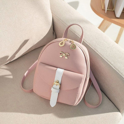 Mini Backpack Synthetic Leather Small School Bag Bow-knot Hollow Purse 17*8*19CM